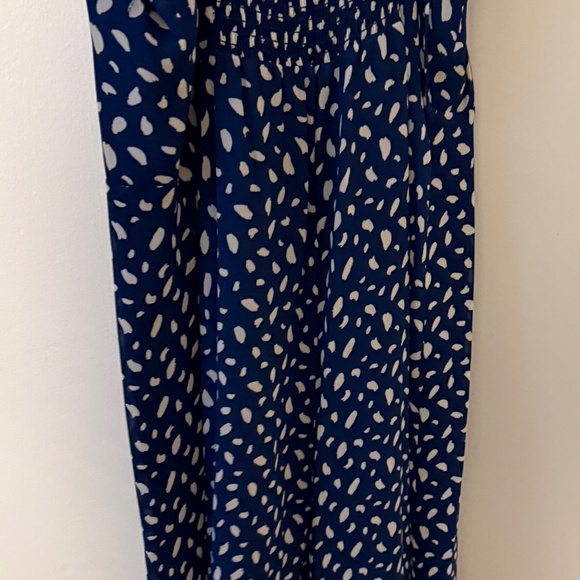 Reformation JULIETTE Midi Dress with Side Slit in Blue and White Print - Picture 2 of 5